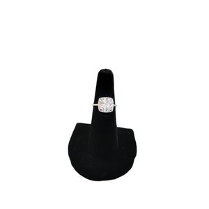 Rhodium Plated Square CZ Ring with CZ edge